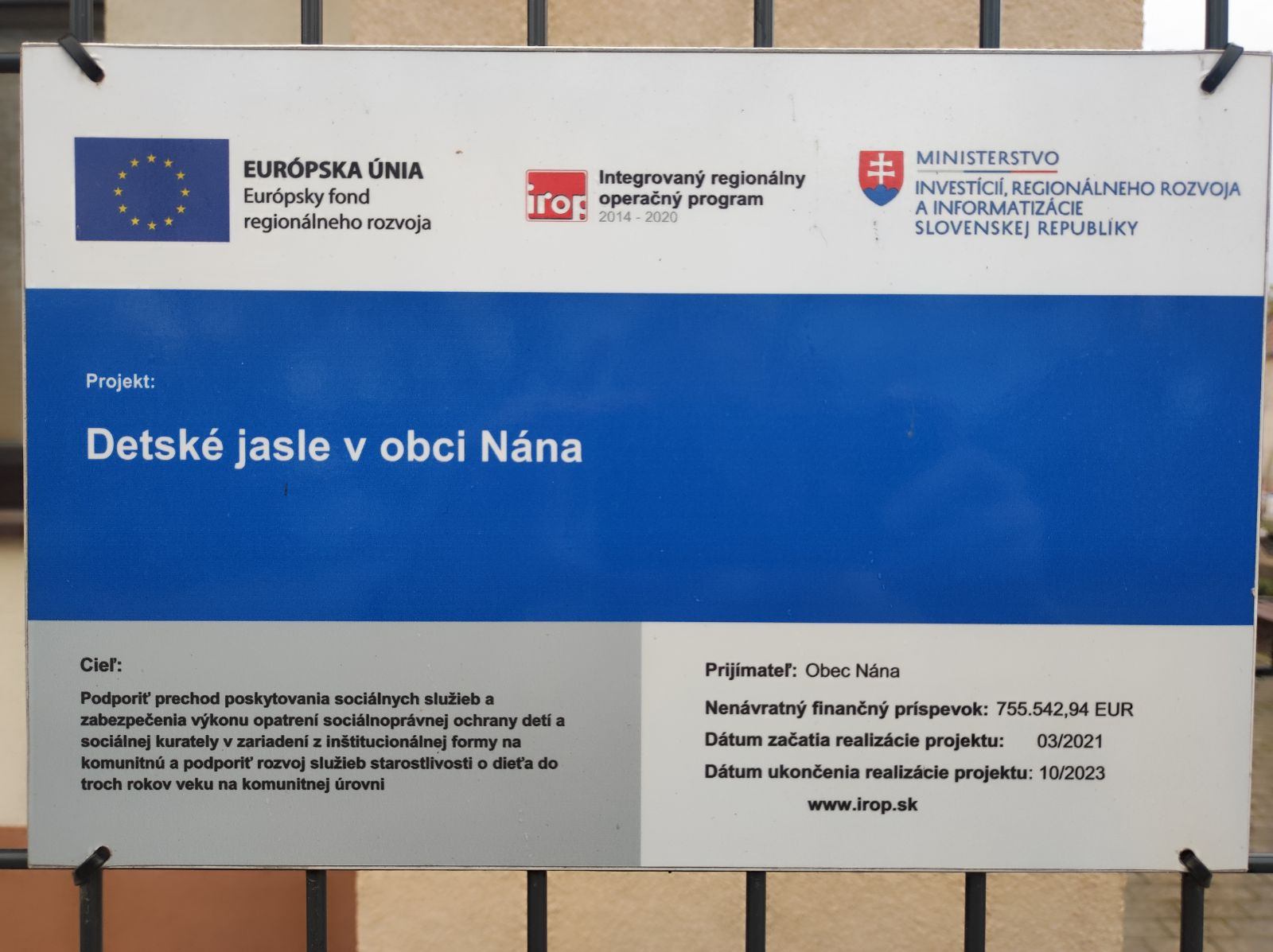 Fotka - Detské jasle v obci Nána