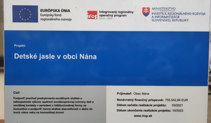 Fotka - Detské jasle v obci Nána